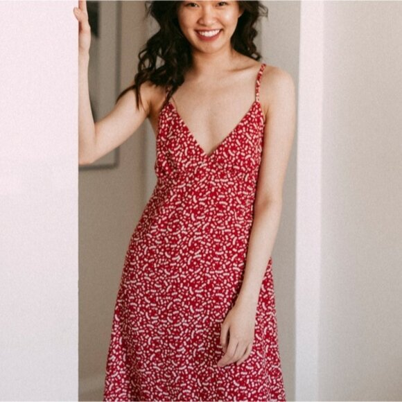HARLOW "VIV" Red Cherry Print Slip Dress - Picture 10 of 12
